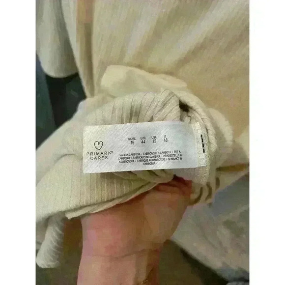 NWOT Primark Parenthood Ribbed Cream Long Sleeve Maxi dress, size 12 - Picture 6 of 7